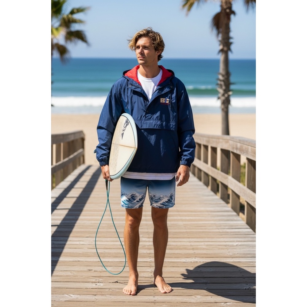 Hartwell ViaSport ECSC Surf‎ Hood Half Zip Anorak Jacket Men XL Navy east coast
